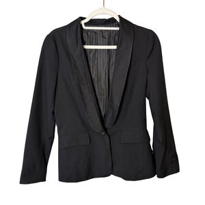 Sweet Candy Black Tuxedo Blazer Size S Satin Lapel Minimalist Office Evening